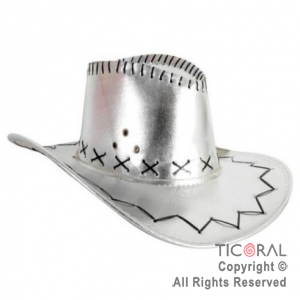 SOMBRERO COWBOY PREMIUM METALIZADO PLATA x 1